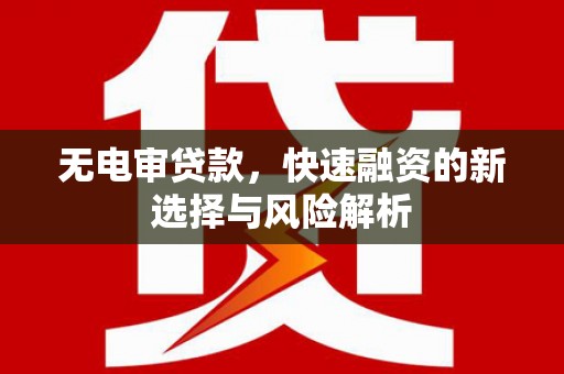 莿桐无电审贷款，快速融资的新选择与风险解析